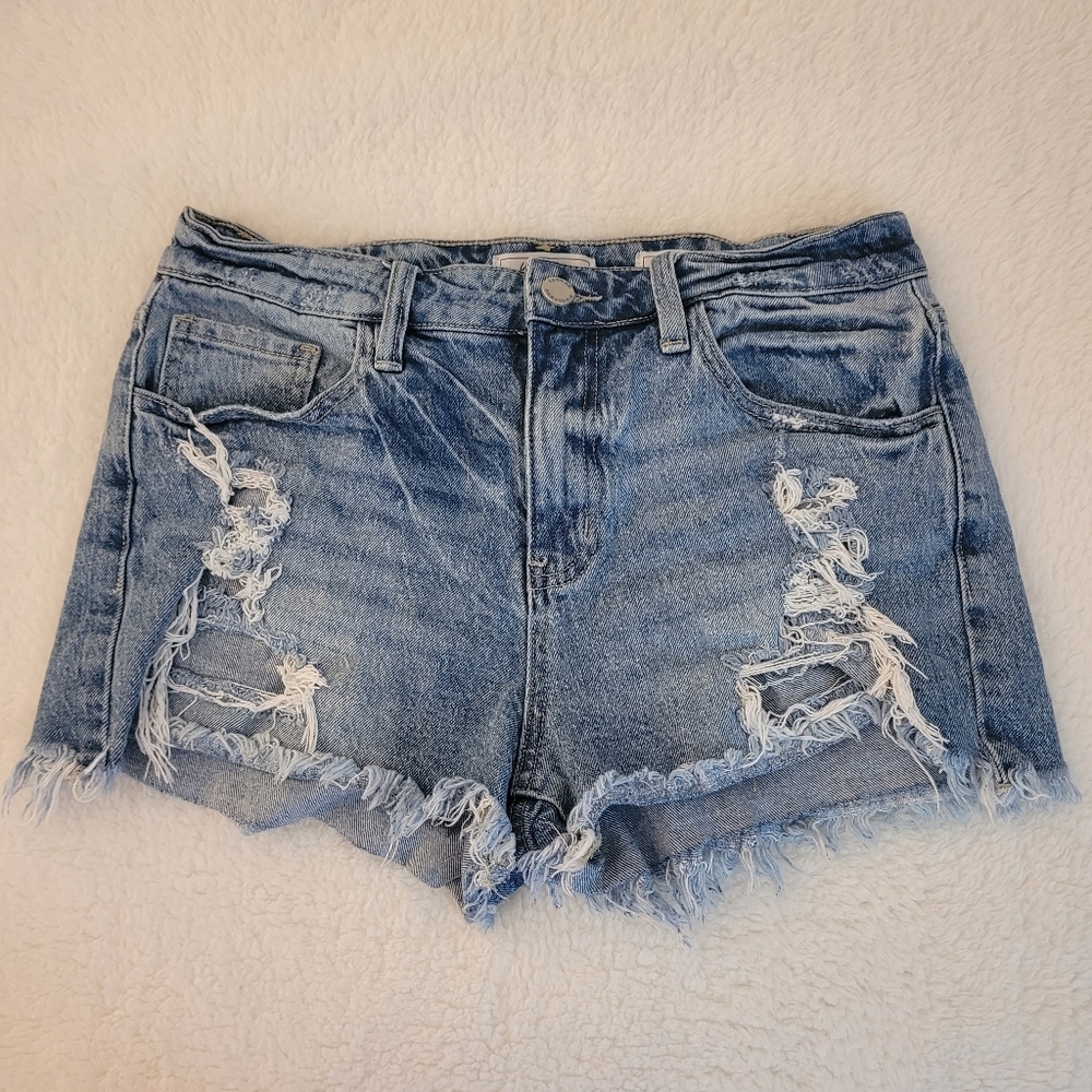 KanCan Signature High Rise Distressed Denim Women Shorts Size 28